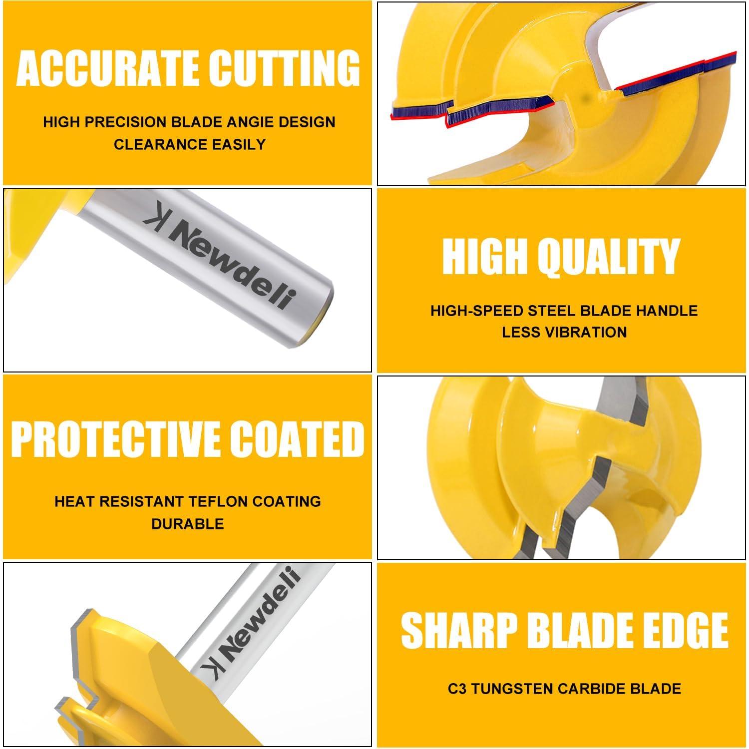 Fresa de Miter de Bloqueo 45 Grados Newdeli 1/2" Eje