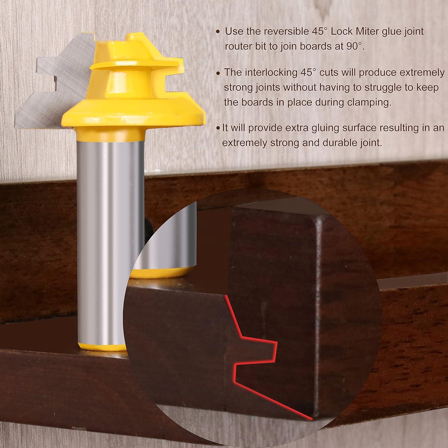 Fresa de Miter de Bloqueo 45 Grados Newdeli 1/2" Eje