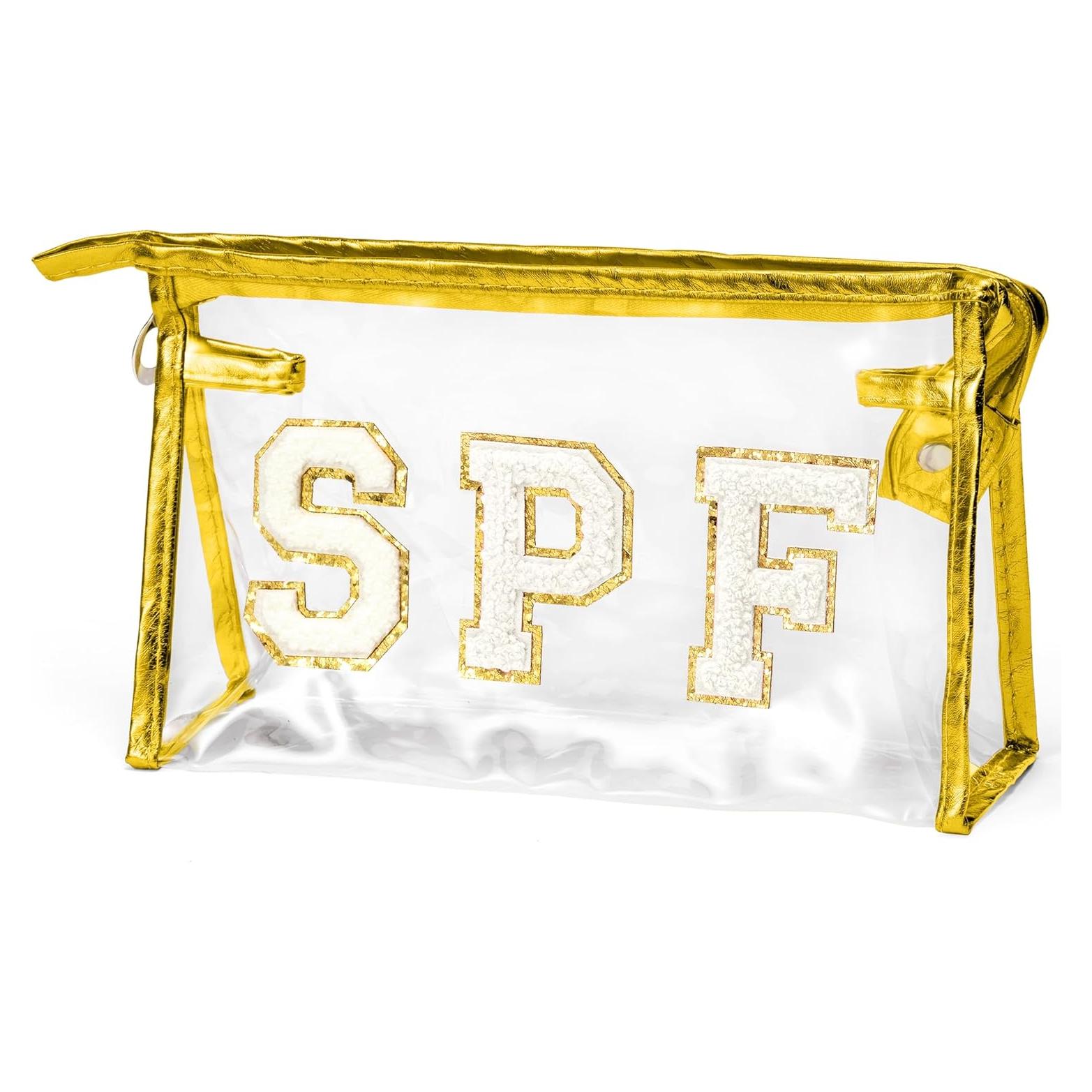 Bolsa de Cosméticos AsodSway SPF Oro Blanco 22.5x7x14cm PVC