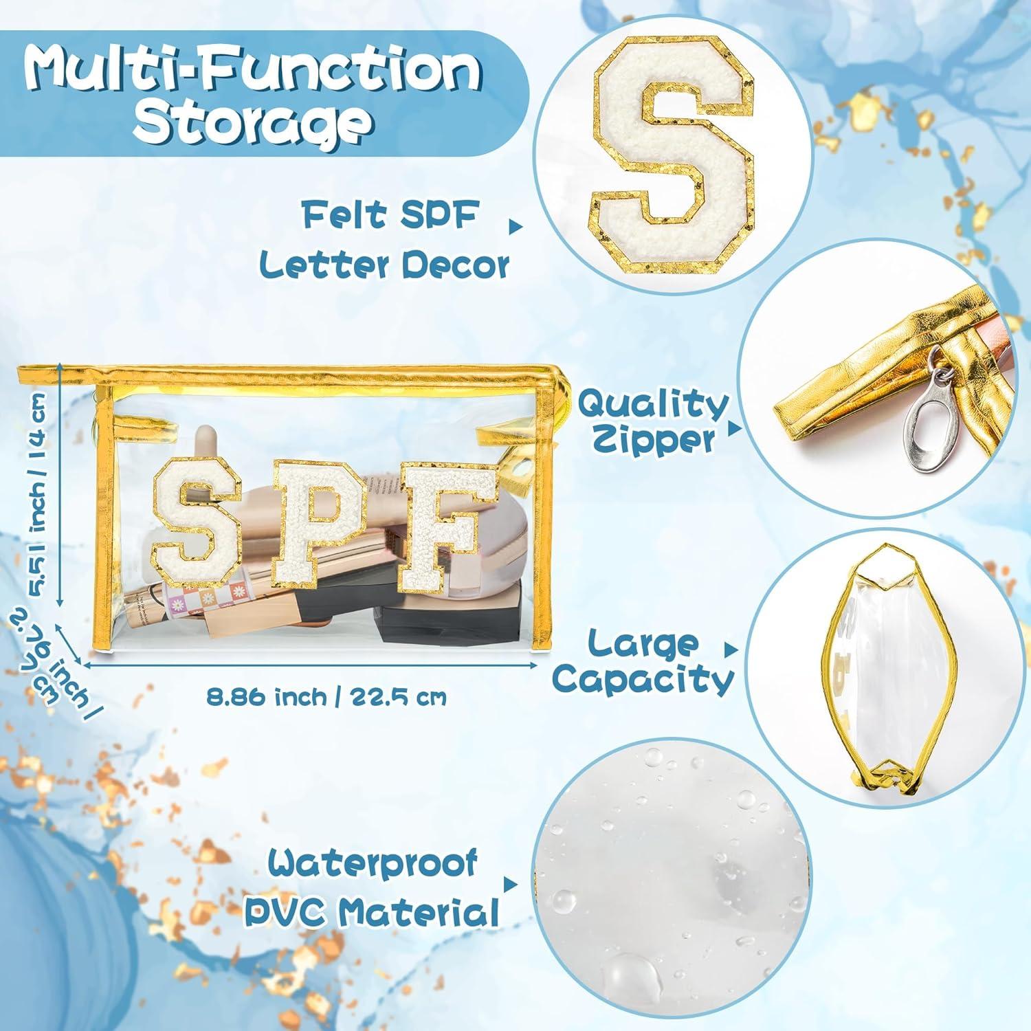 Bolsa de Cosméticos AsodSway SPF Oro Blanco 22.5x7x14cm PVC