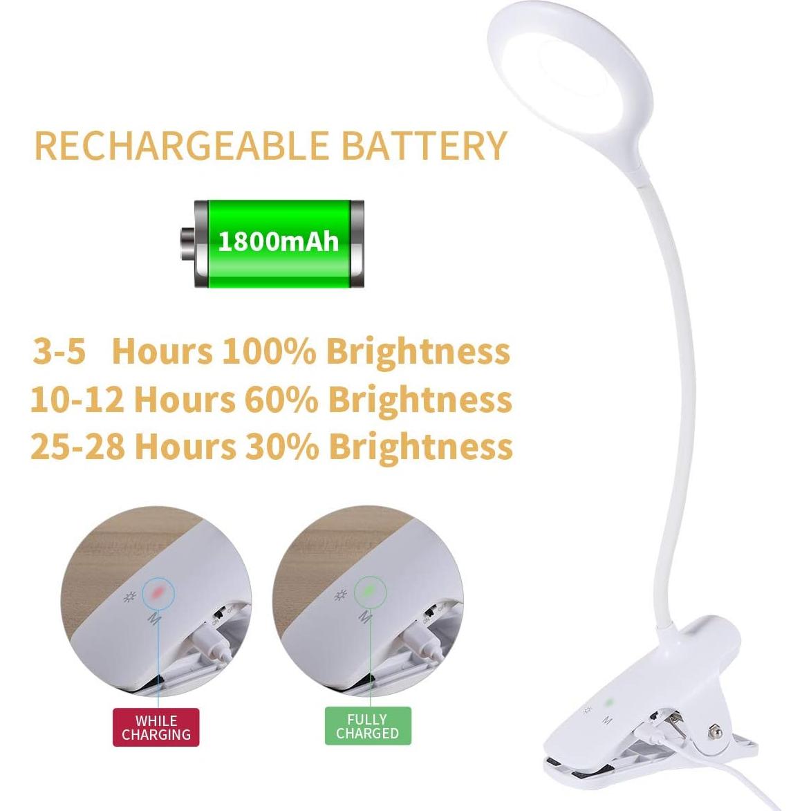 Luz de Lectura LED LACOKI Recargable USB 1800mAh 9 Modos