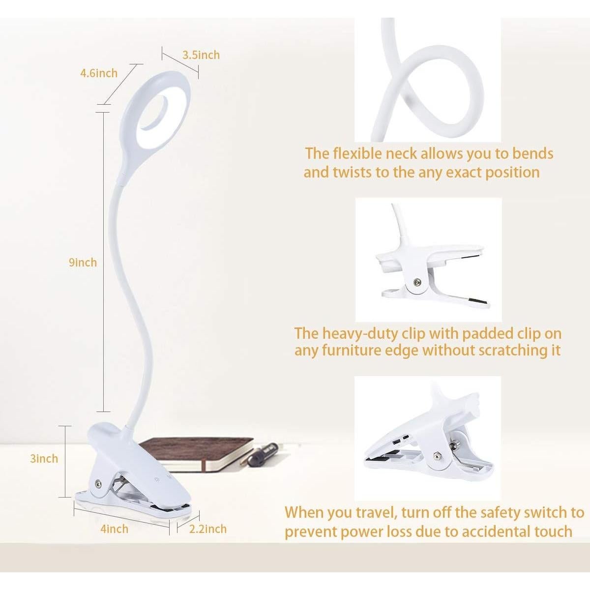 Luz de Lectura LED LACOKI Recargable USB 1800mAh 9 Modos