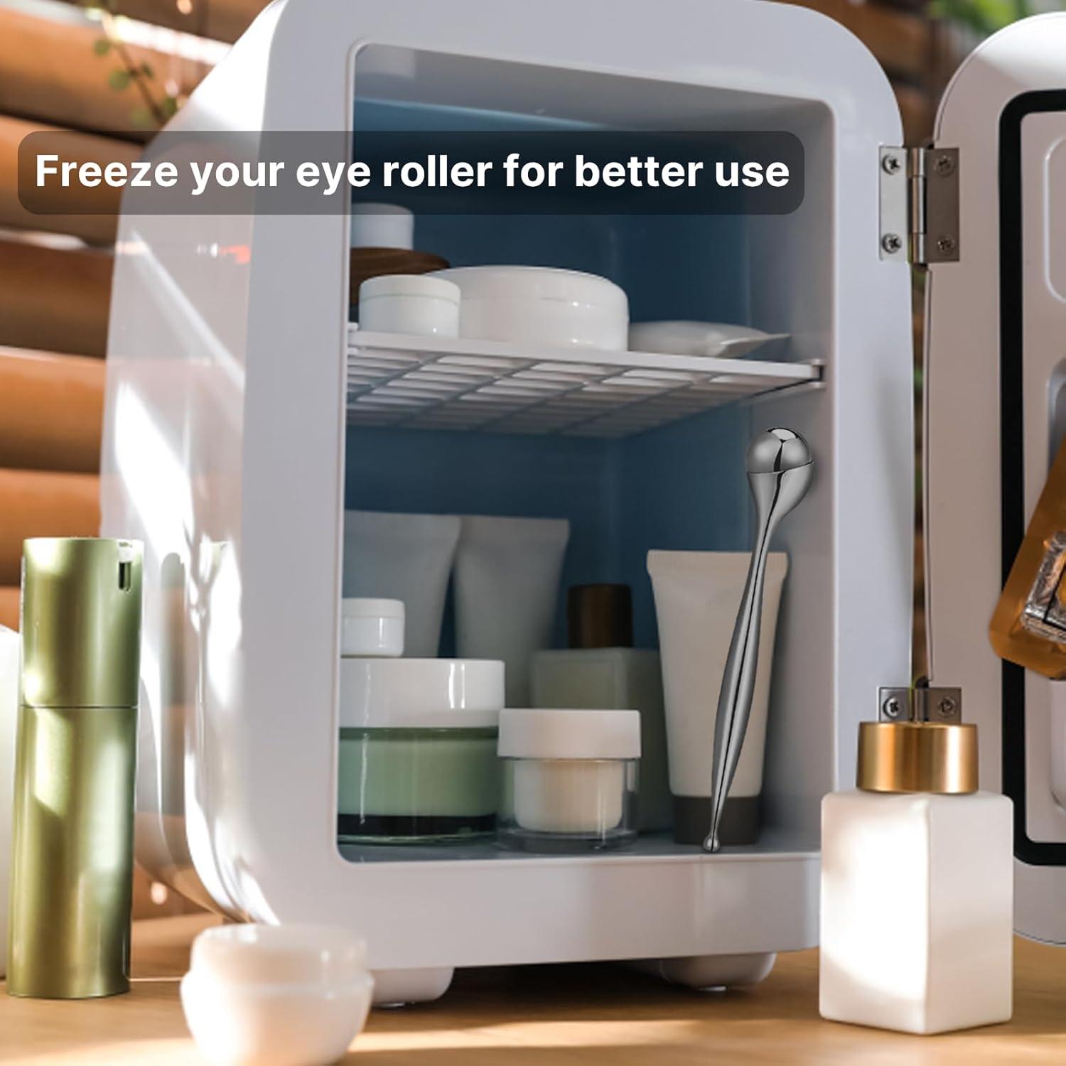 Aplicador de Crema para Ojos QooWo 2-en-1 con Rodillo de Hielo