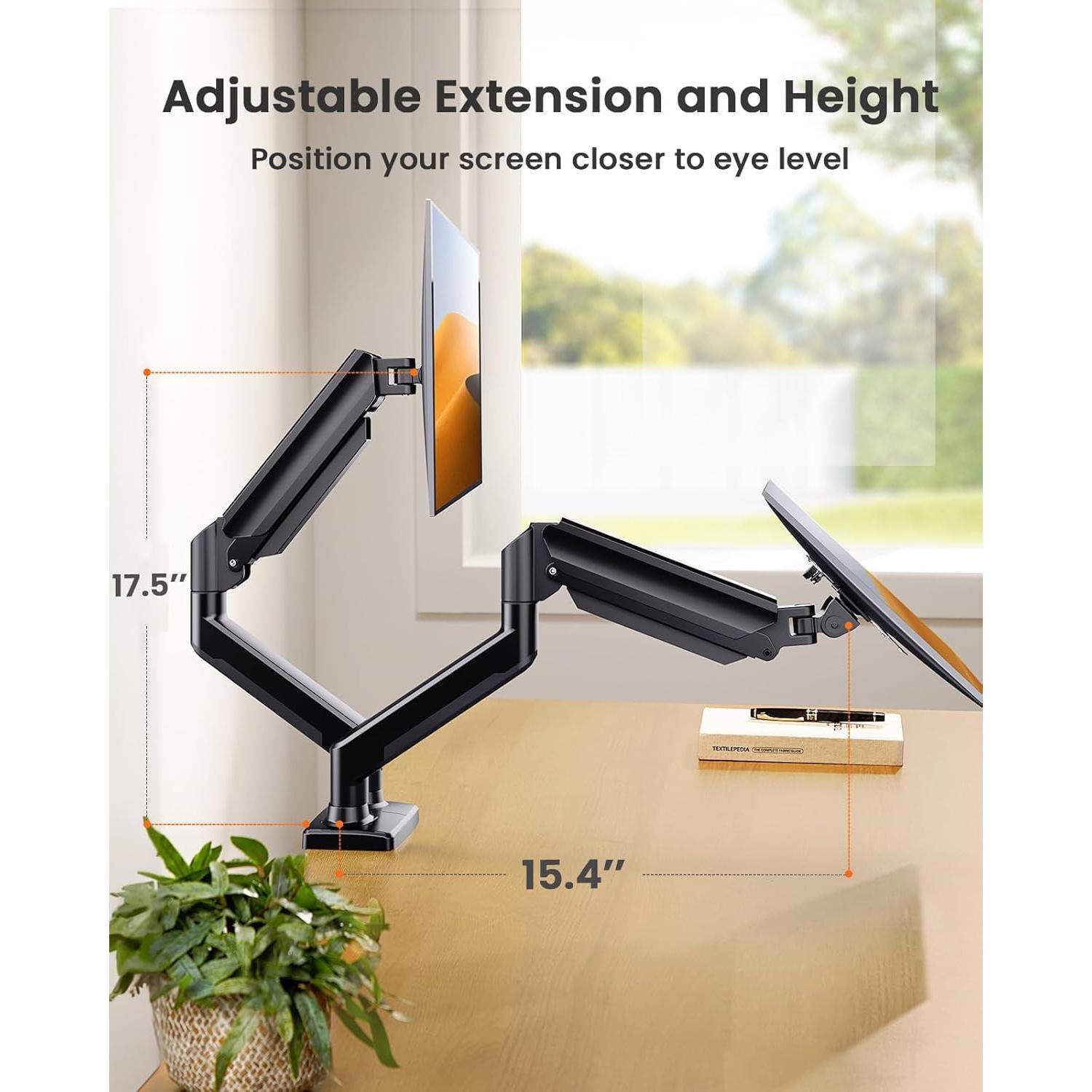 Soporte Doble para Monitor ErGear EGDS15B Negro Ajustable