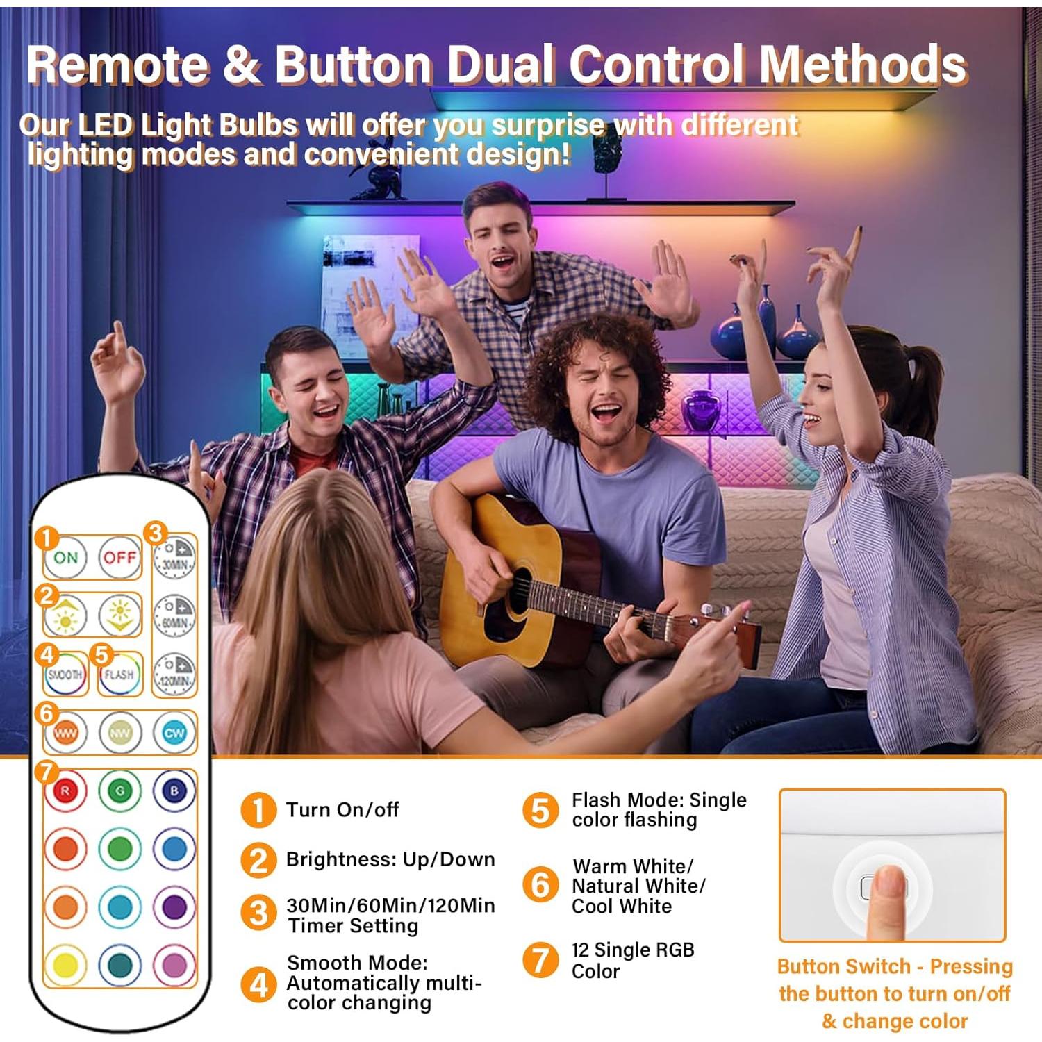 Bombilla LED Recargable E26 Sunaifa 15 Colores 2000mAh