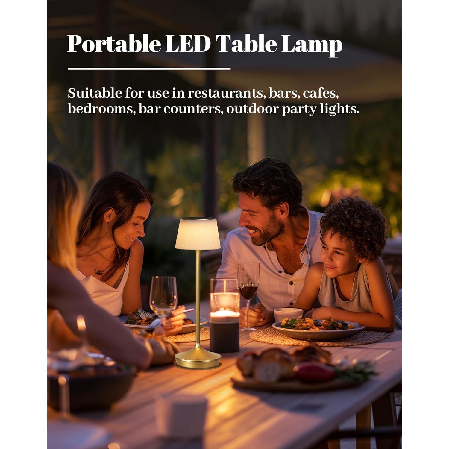 Lámpara de Mesa Inalámbrica QiMH LED Solar 5000mAh Dorada