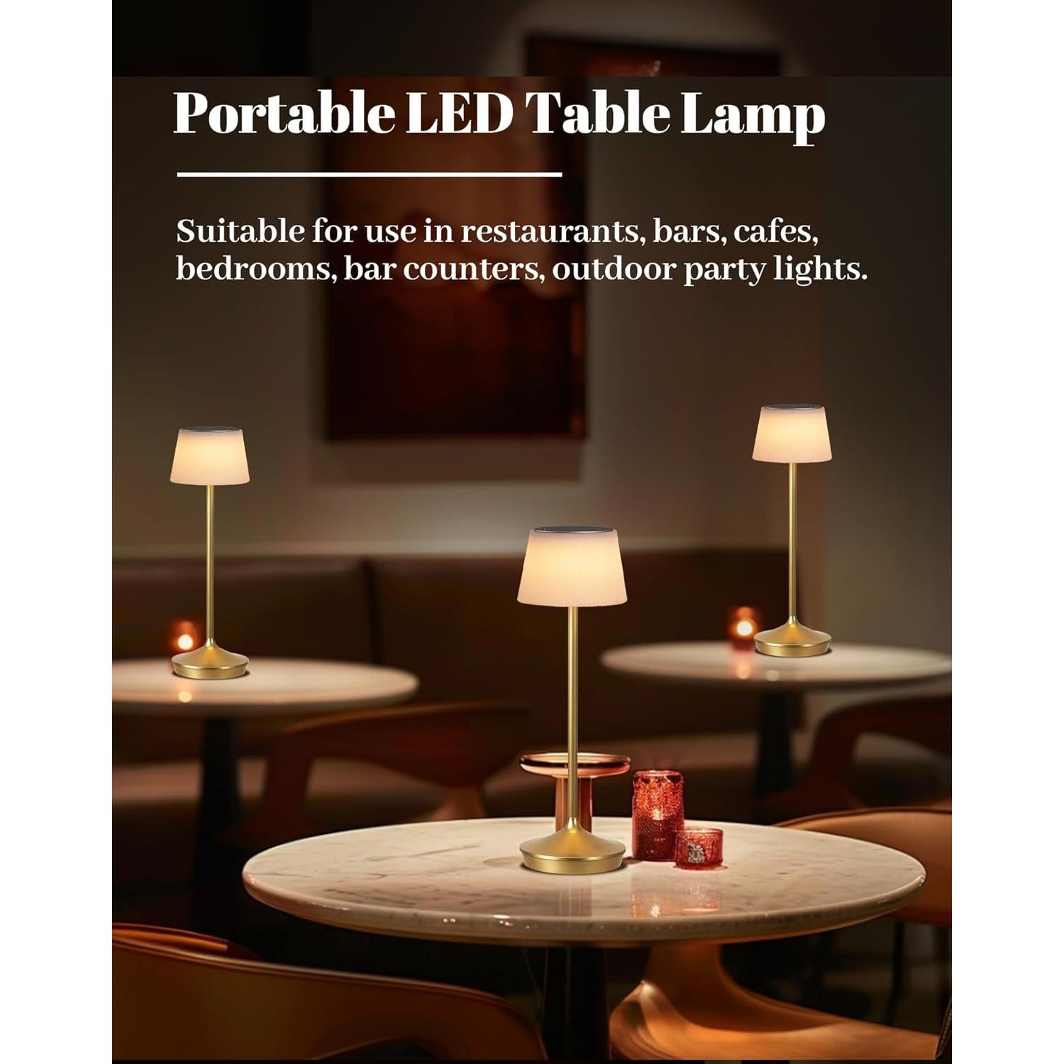 Lámpara de Mesa Inalámbrica QiMH LED Solar 5000mAh Dorada