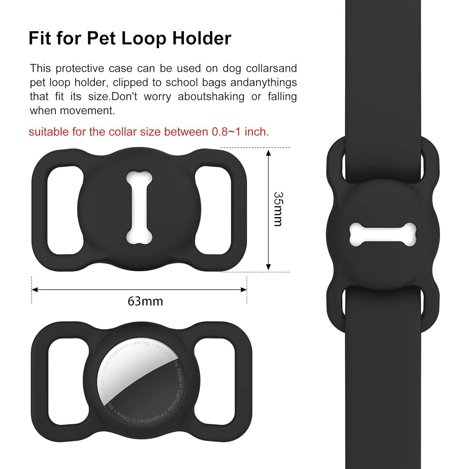Soporte para Collar de Perro Airtag DLENP Negro Hueso
