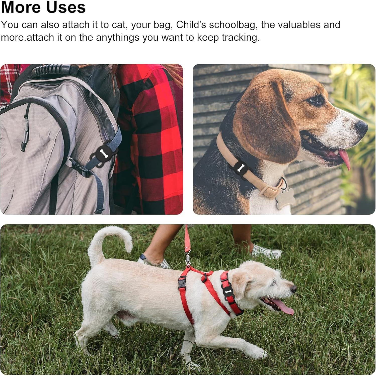 Soporte para Collar de Perro Airtag DLENP Negro Hueso