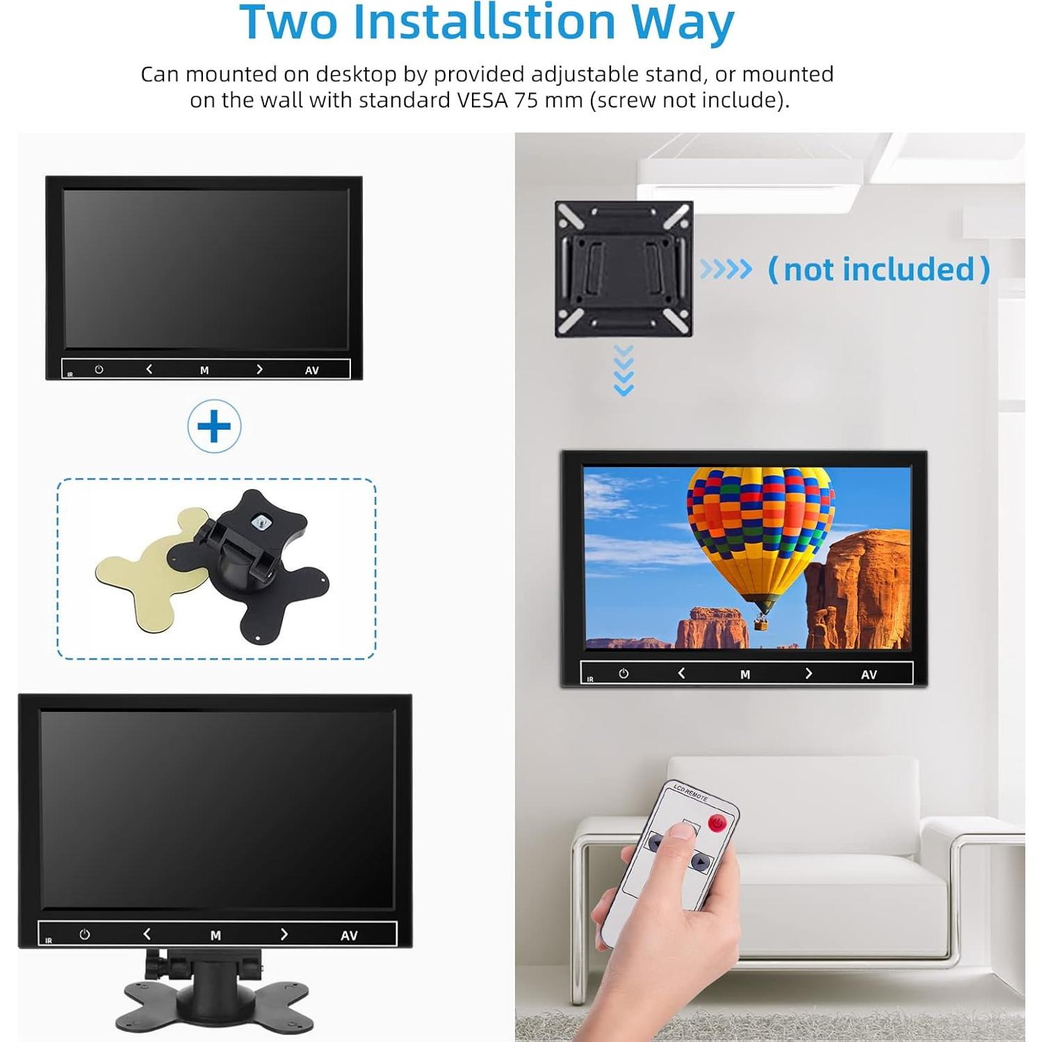 Monitor de 7 Pulgadas AISHICHEN 1024x600 HDMI IPS con Altavoces