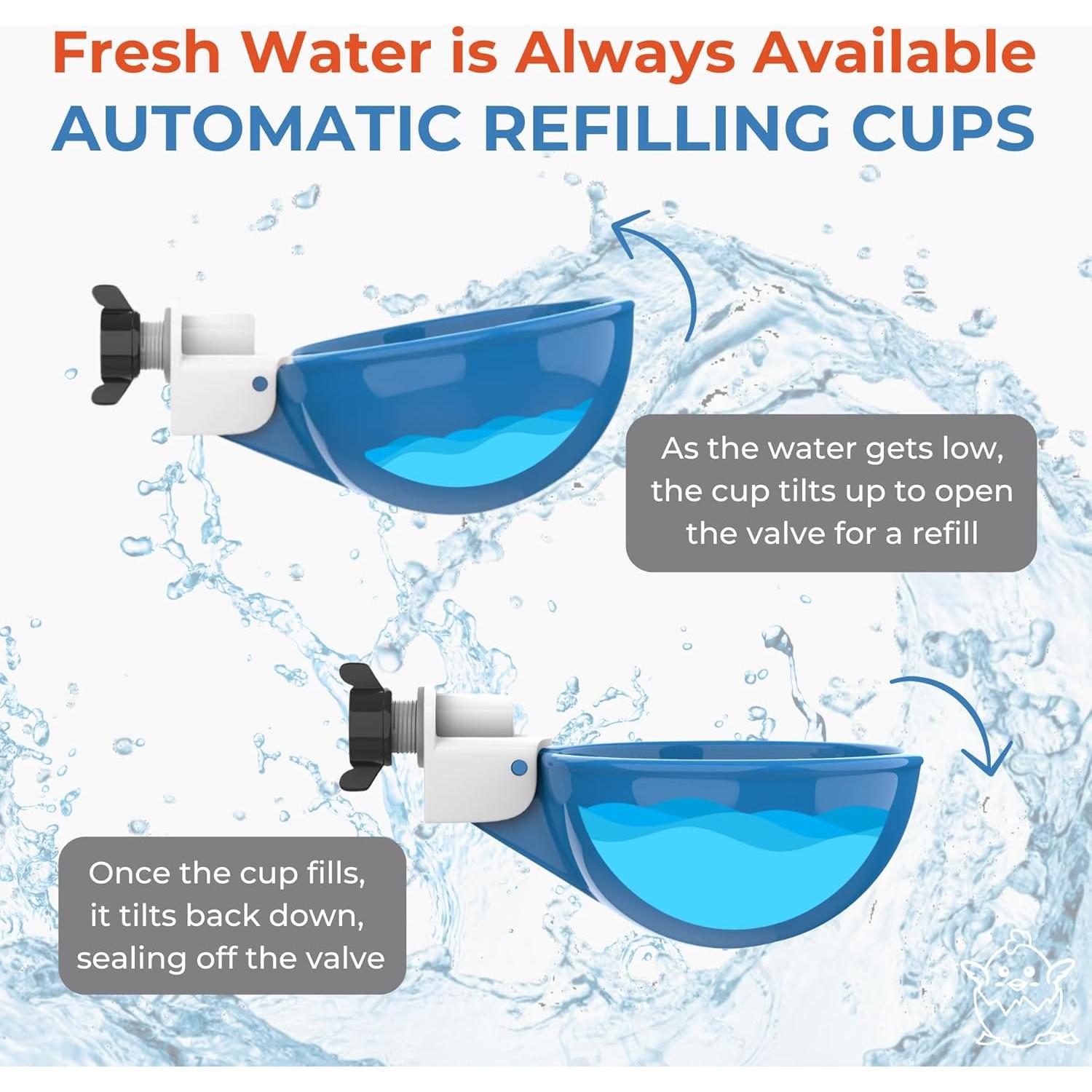 Tazas Automáticas Lil Clucker para Aves de Corral - 12 Pzs