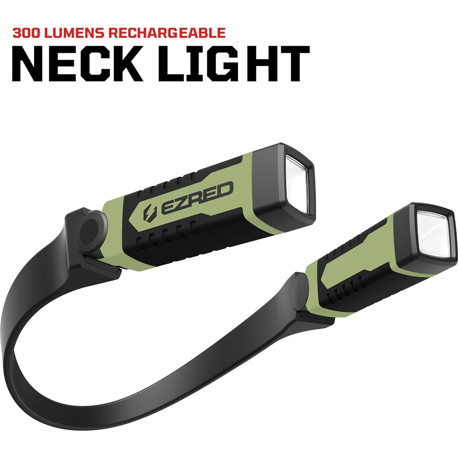 Luz de Cuello Recargable EZRED ANYWEAR 300 Lúmenes Verde