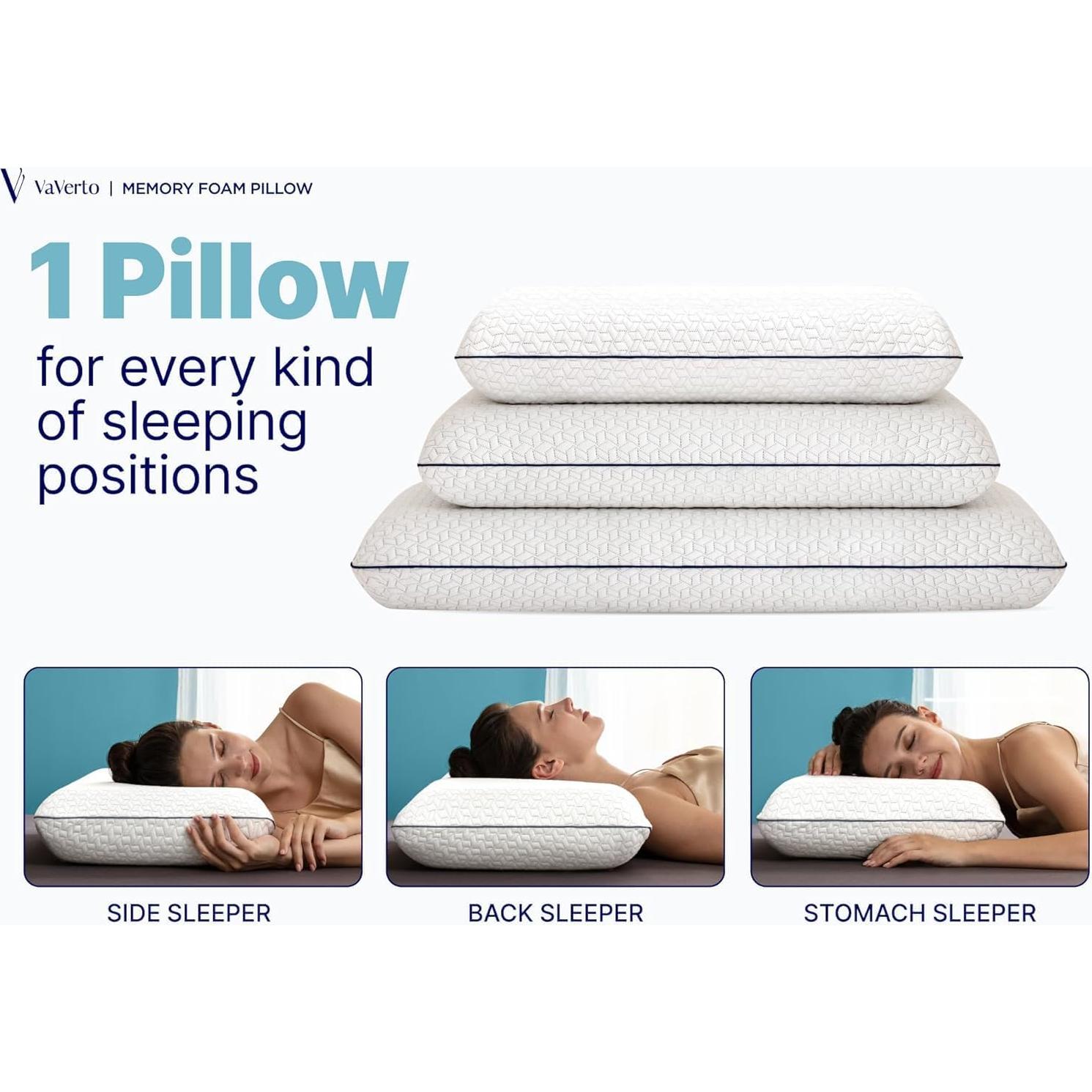 Almohada de Gel Espuma con Memoria Vaverto Estándar 63.5x40.6cm