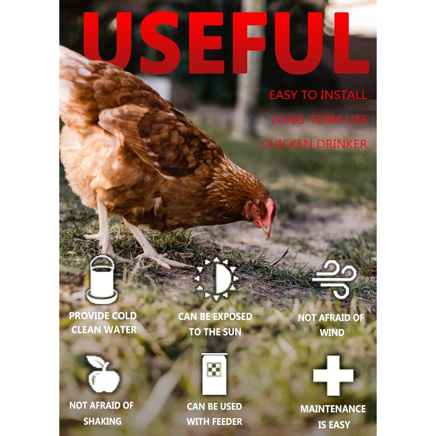 Tazas Bebederos Automáticos para Pollos HFarming 6 Piezas PVC