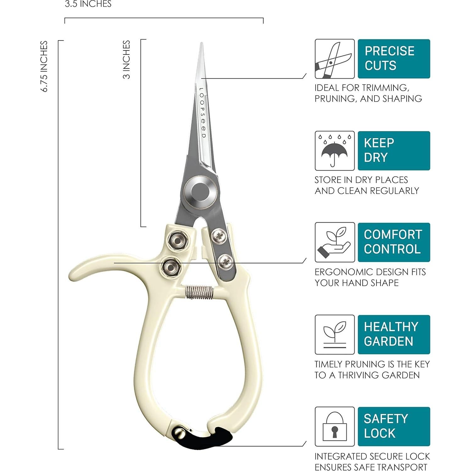 Tijeras de Poda LOOPSEED 16.5cm Acero al Carbono Ergonomicas