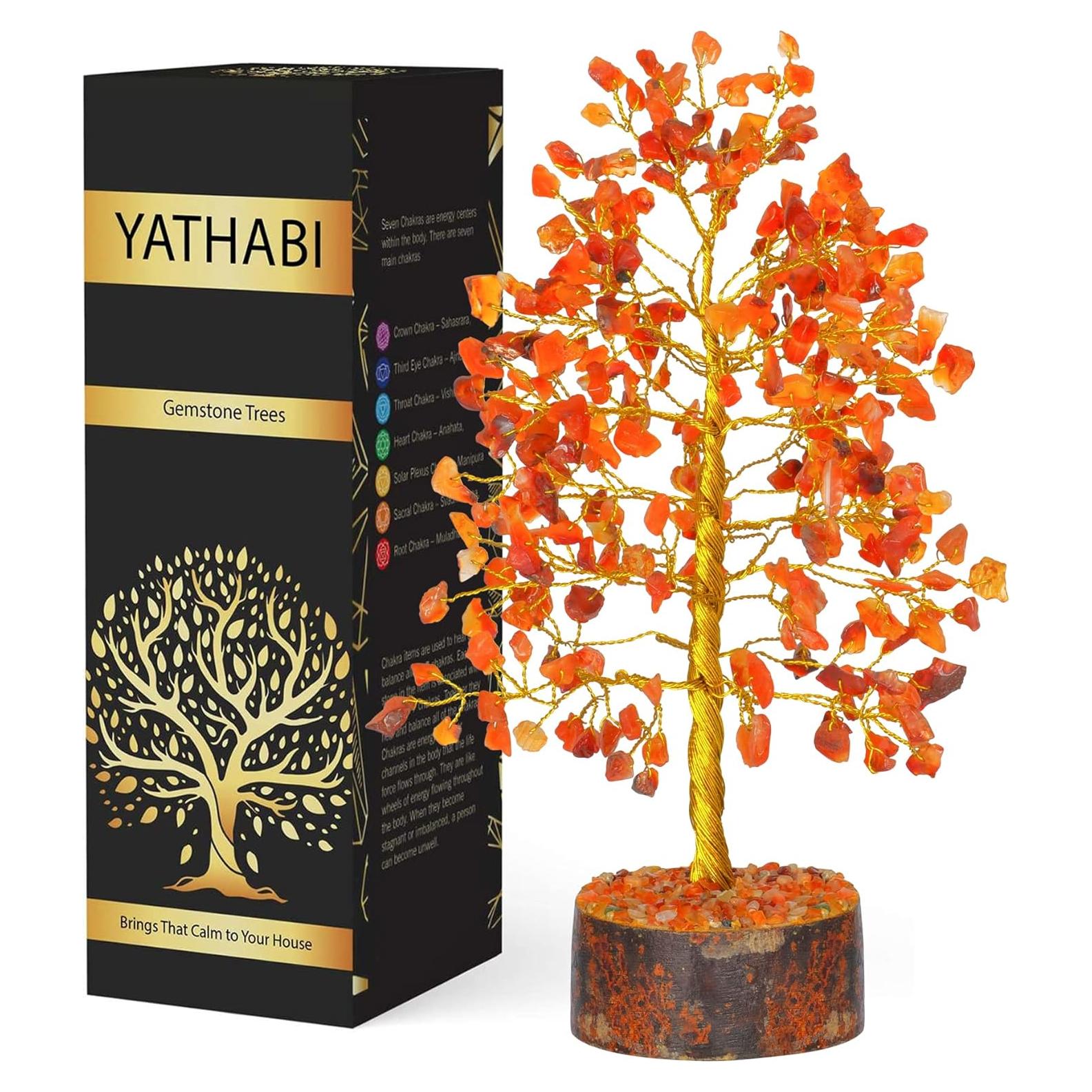 Árbol de Cristal YATHABI de Cornalina 25,4 cm Feng Shui