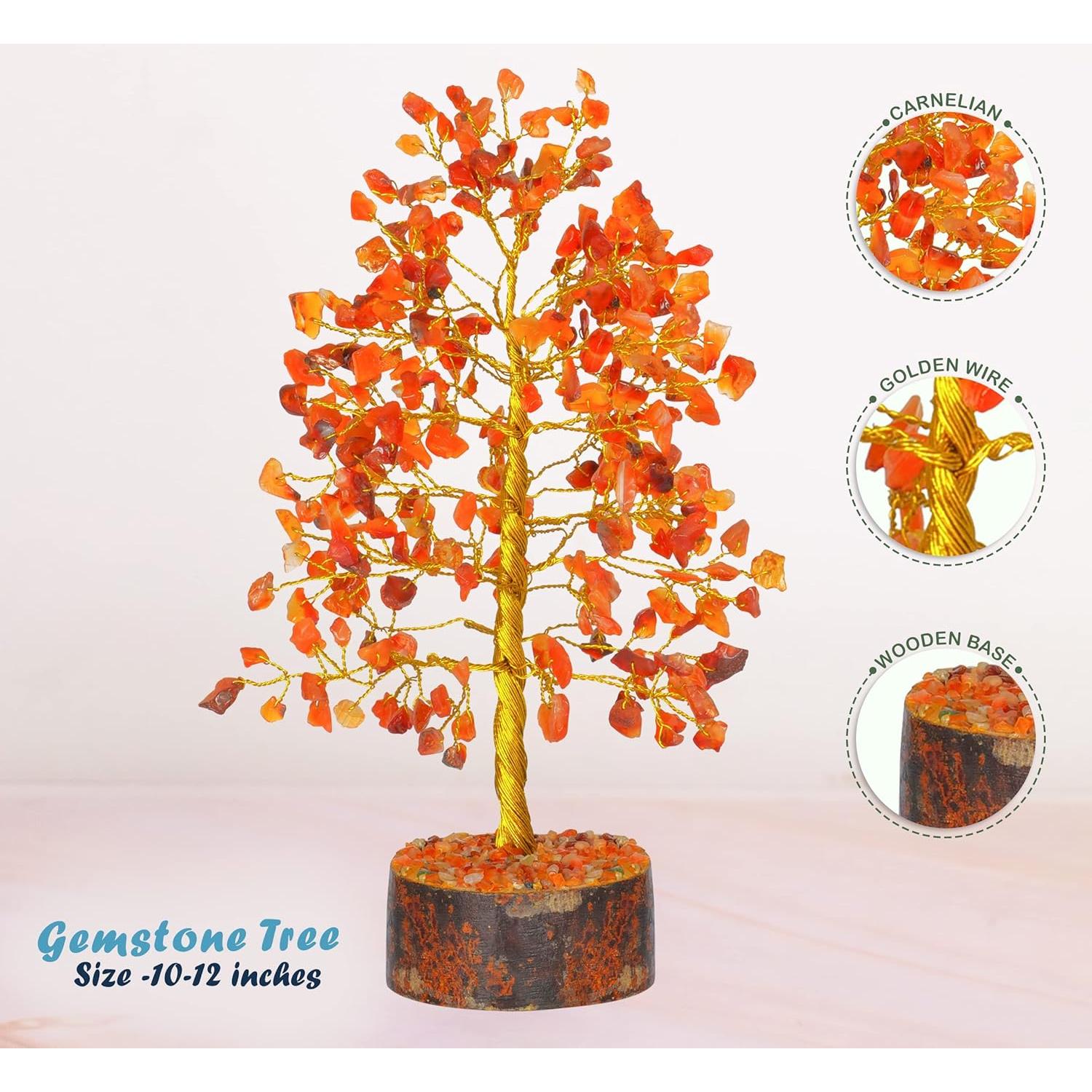 Árbol de Cristal YATHABI de Cornalina 25,4 cm Feng Shui