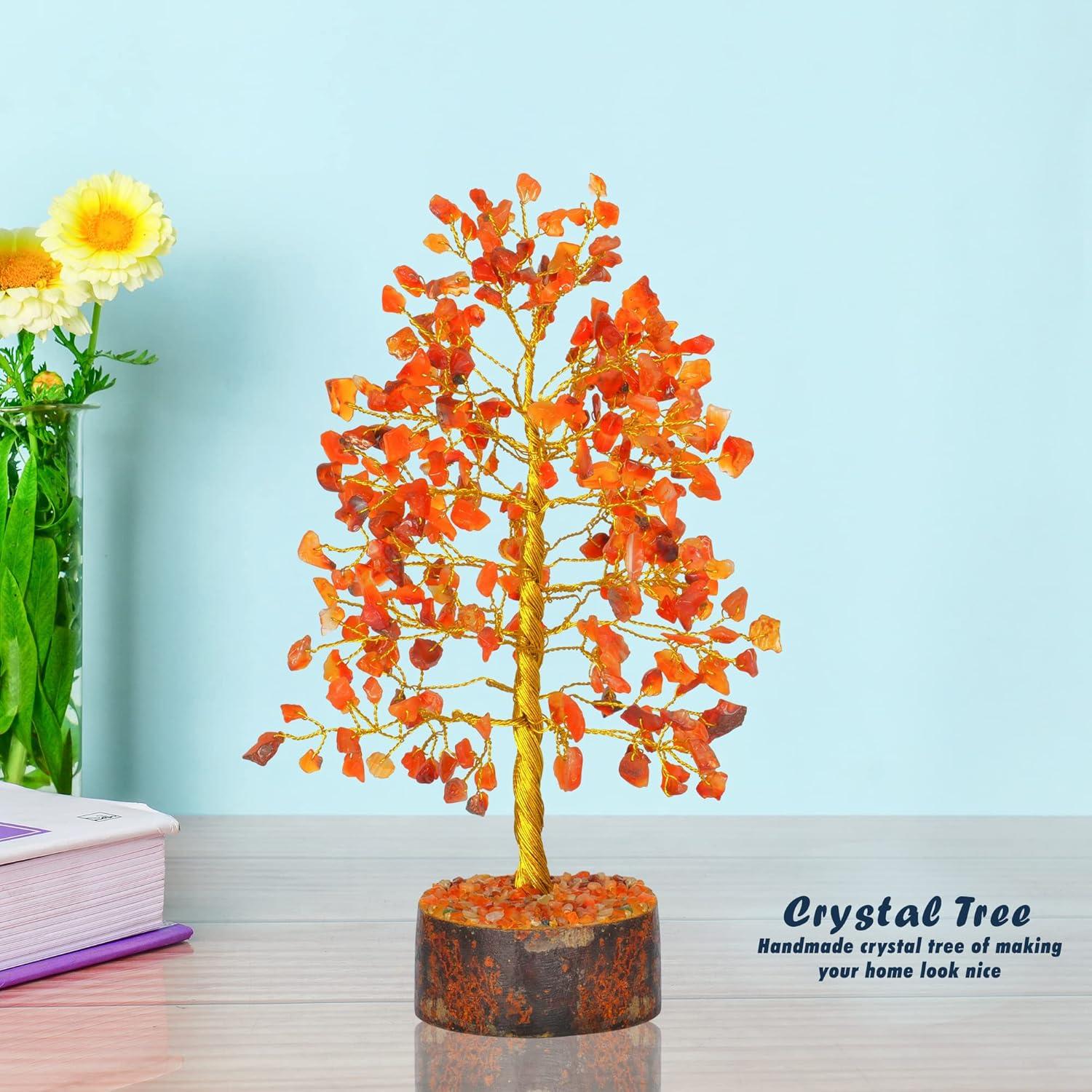 Árbol de Cristal YATHABI de Cornalina 25,4 cm Feng Shui
