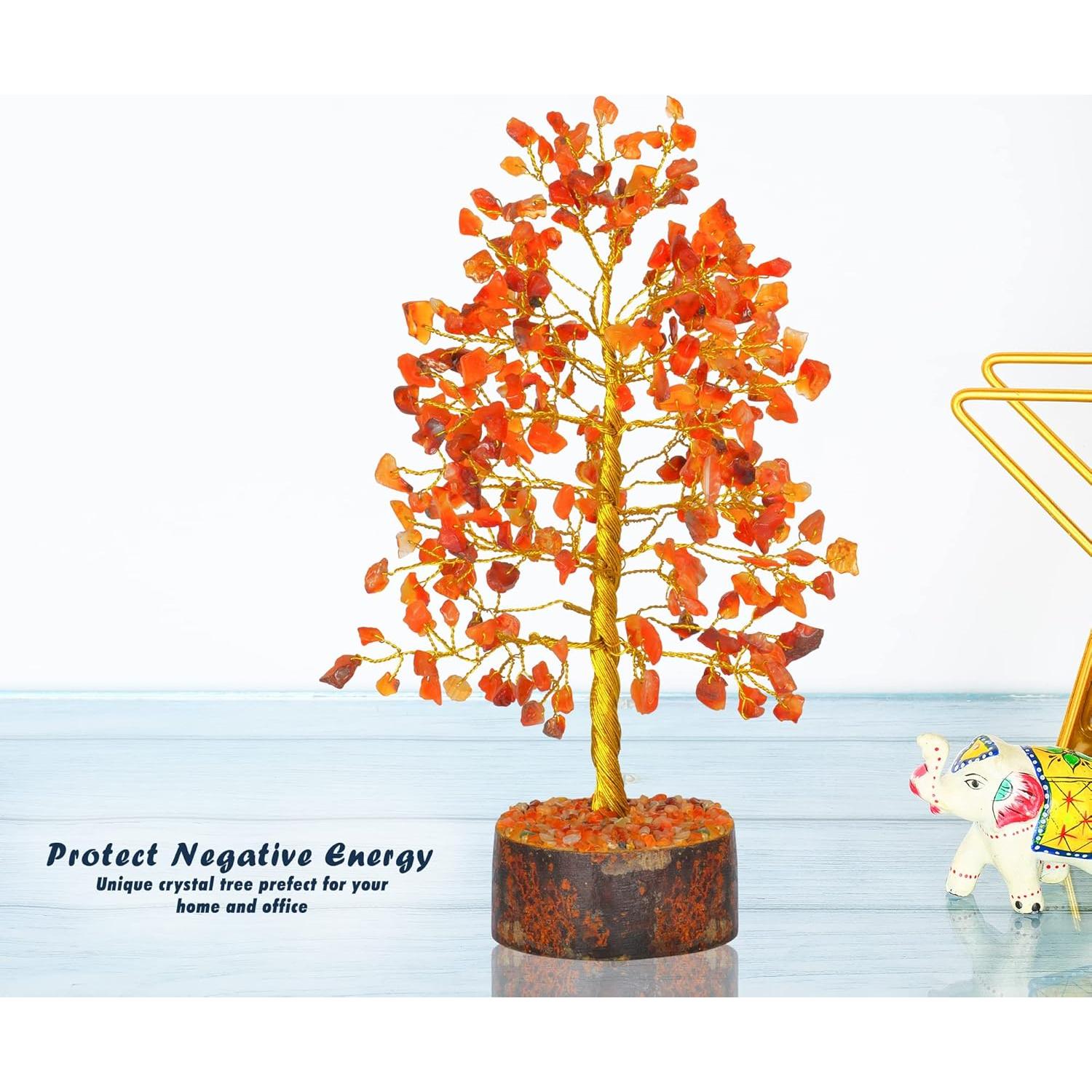 Árbol de Cristal YATHABI de Cornalina 25,4 cm Feng Shui