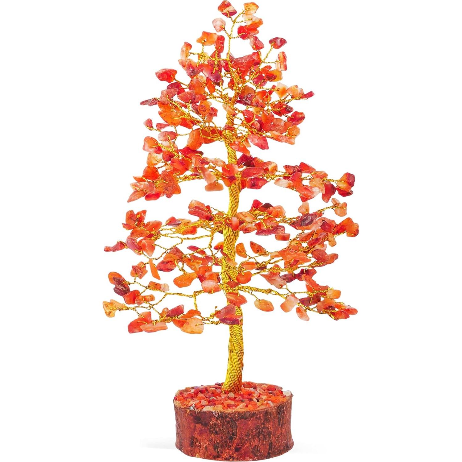 Árbol de Cristal YATHABI de Cornalina 25,4 cm Feng Shui