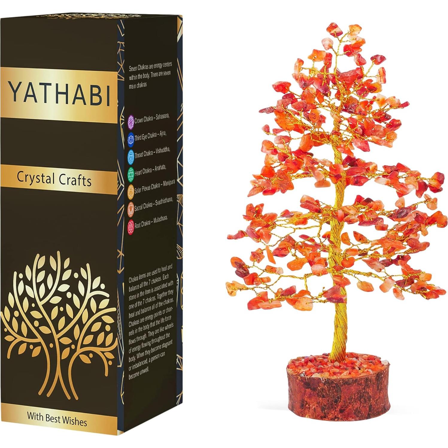 Árbol de Cristal YATHABI de Cornalina 25,4 cm Feng Shui