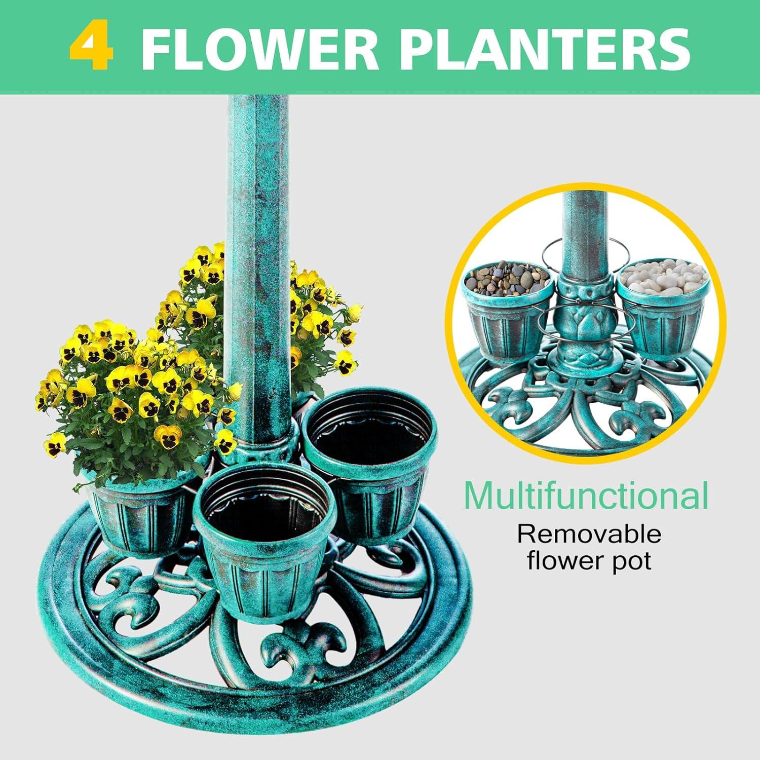 Fuente para Aves Demeyad con 4 Macetas 71 cm Verde Vintage