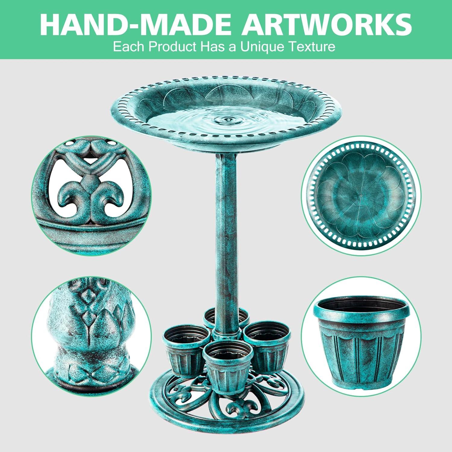 Fuente para Aves Demeyad con 4 Macetas 71 cm Verde Vintage