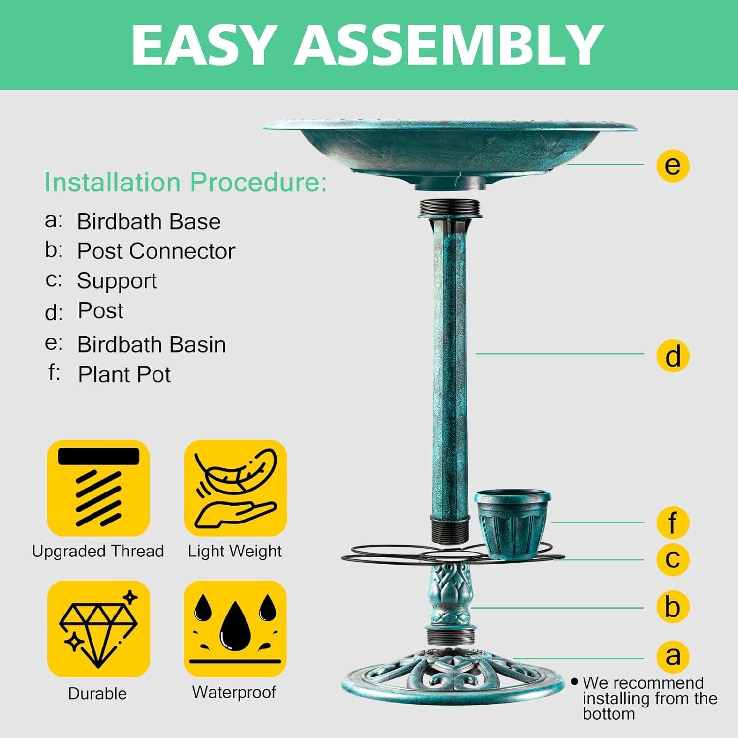 Fuente para Aves Demeyad con 4 Macetas 71 cm Verde Vintage