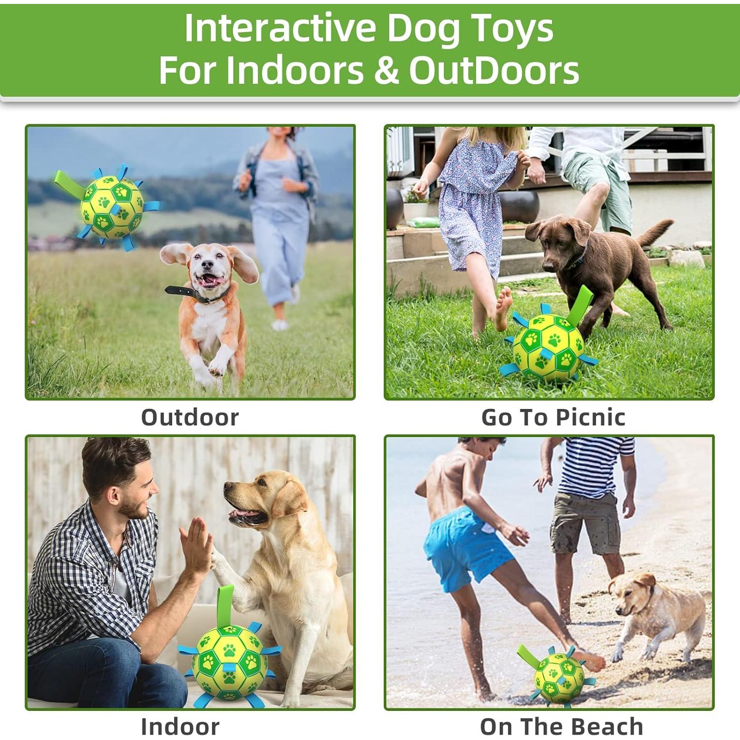 Pelota de Fútbol para Perros QDAN 15.24 cm Verde Amarillo