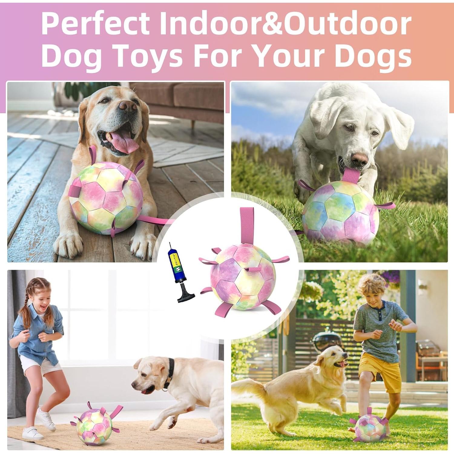 Balón de Fútbol para Perros QDAN Extra Grande 23 cm Arcoíris