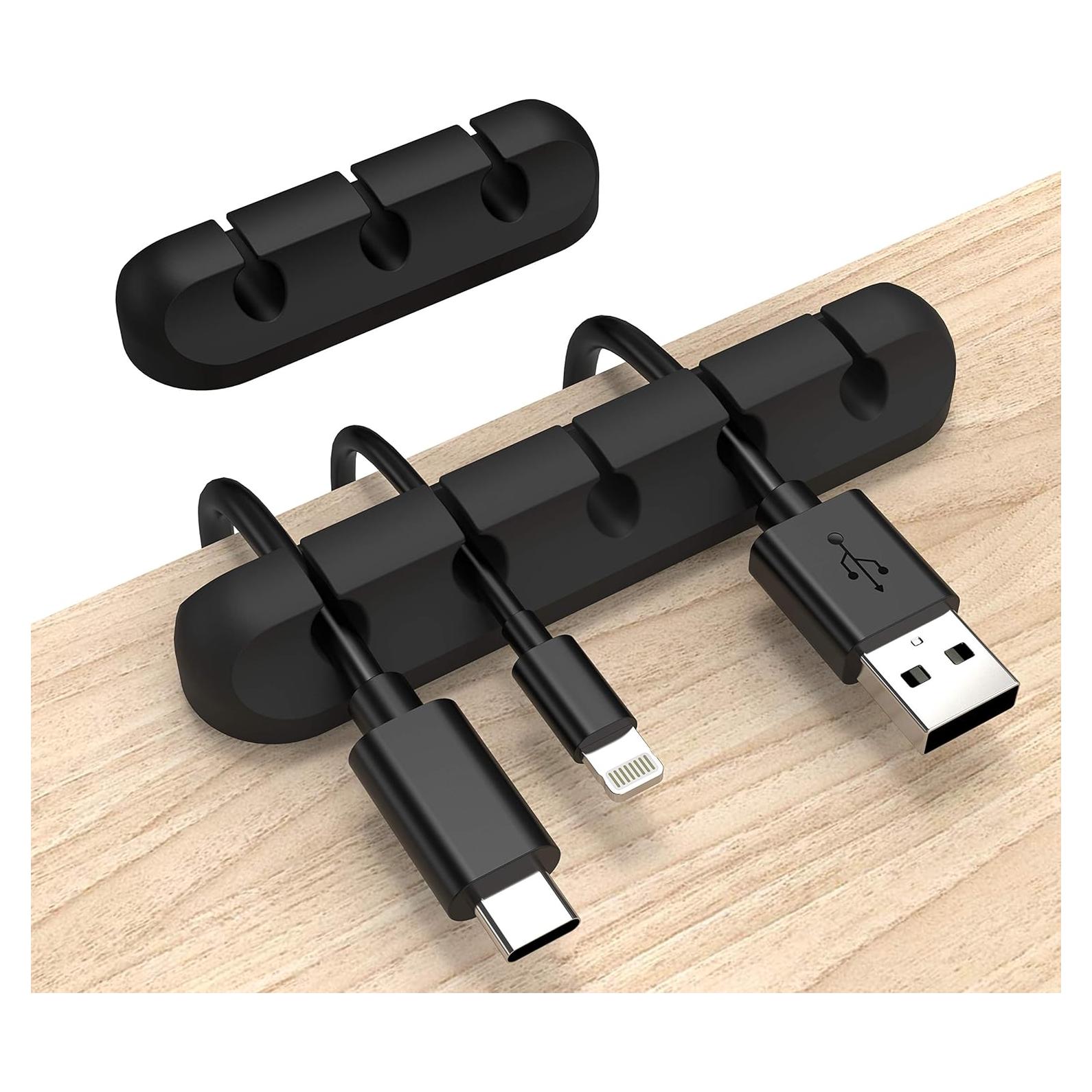 Organizador de Cables INCHOR Negro - 2 Paquetes con Clips Adhesivos