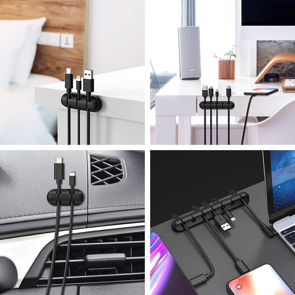 Organizador de Cables INCHOR Negro - 2 Paquetes con Clips Adhesivos