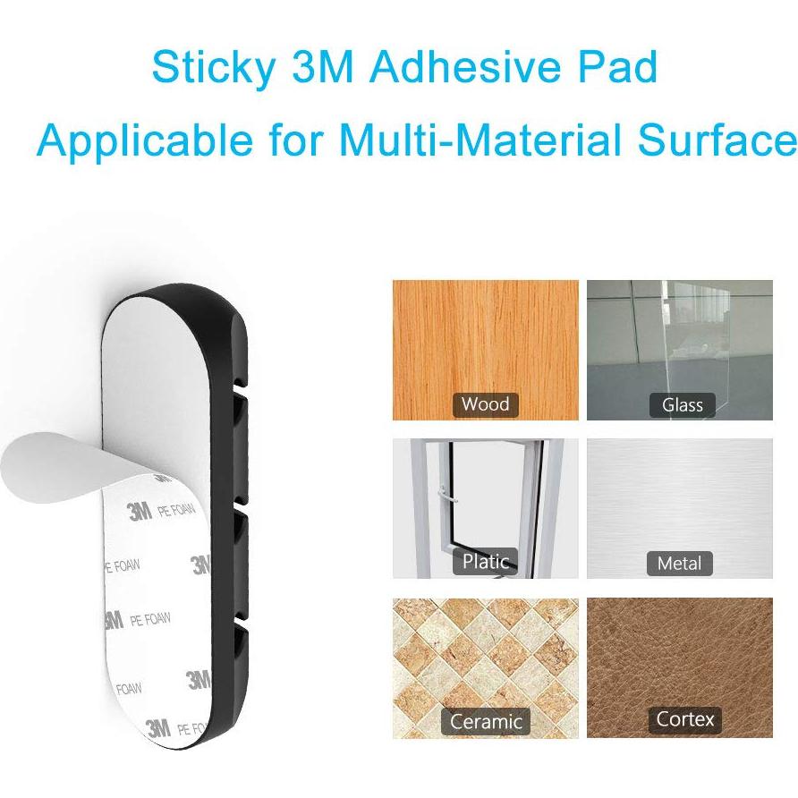 Organizador de Cables INCHOR Negro - 2 Paquetes con Clips Adhesivos