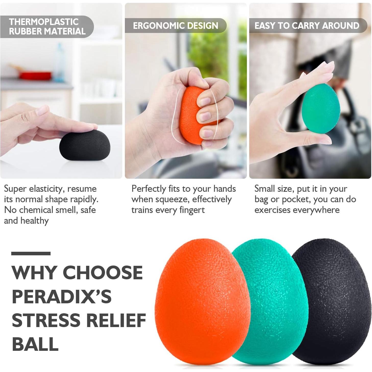 Set de 3 Bolas de Alivio de Estrés Peradix - Fuerza de Agarre