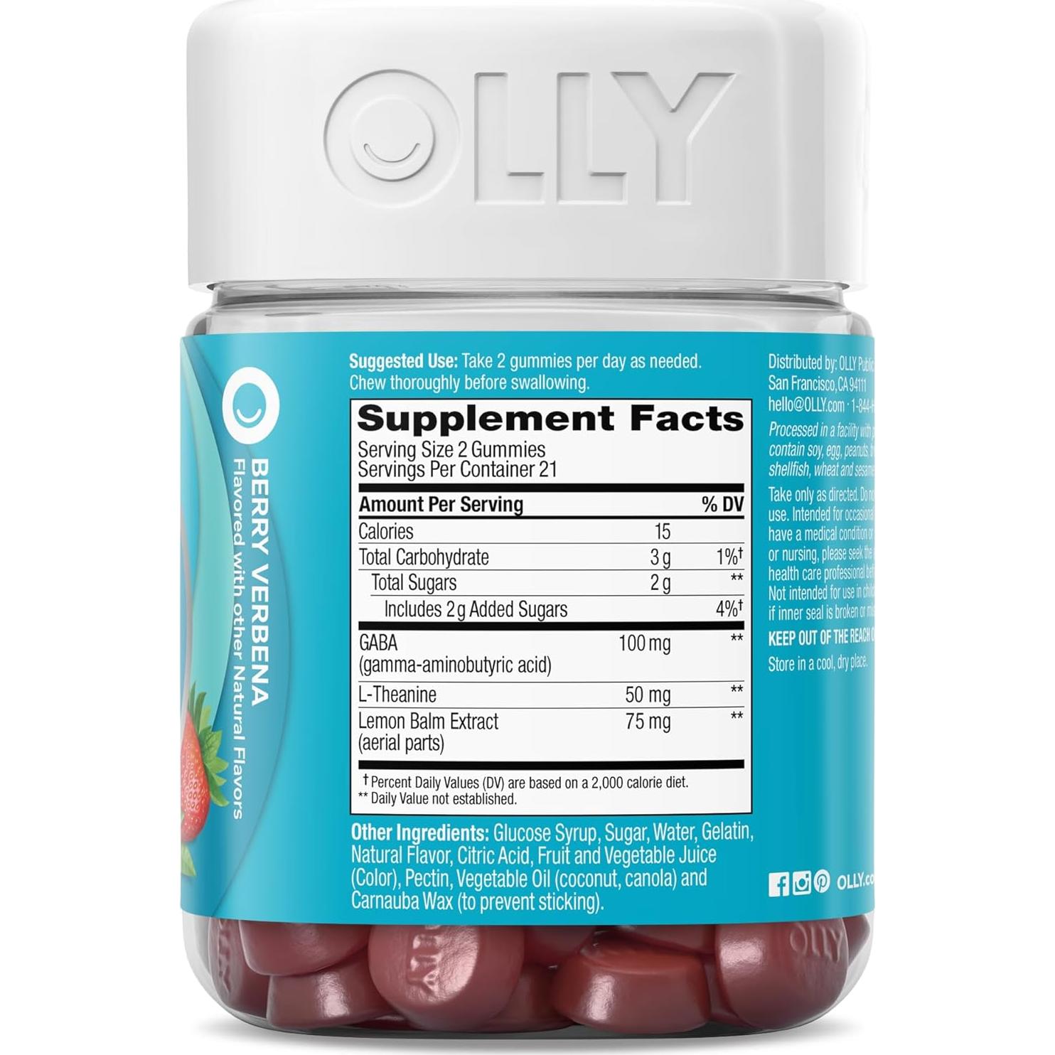 Gomitas OLLY Goodbye Stress con GABA y L-Theanine - 42 Conteos