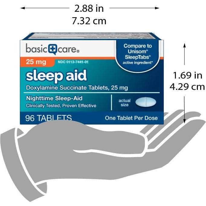 Tabletas para Dormir Amazon Basic Care 25 mg 96 Unidades