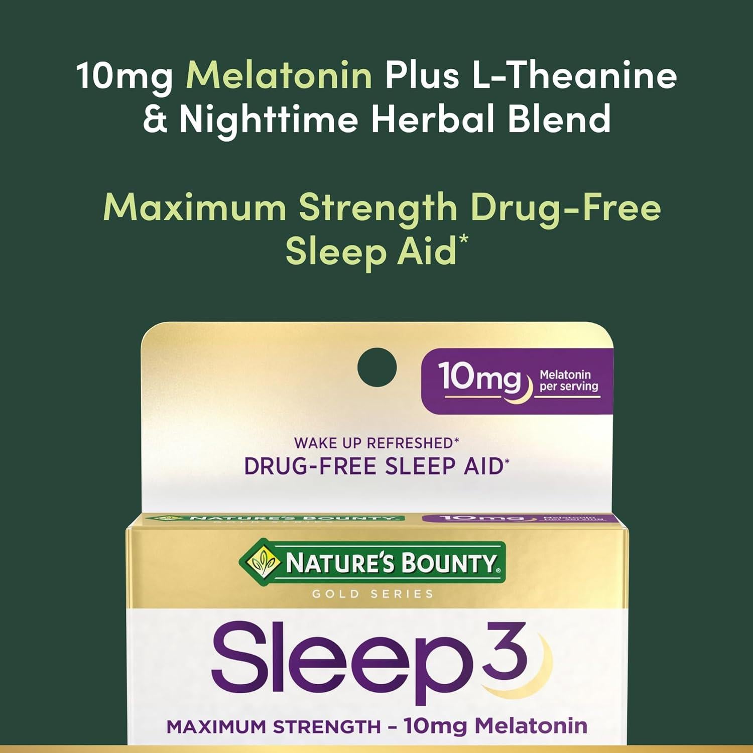 Melatonina Nature's Bounty Sleep3 10mg 30 Tabletas Suplemento