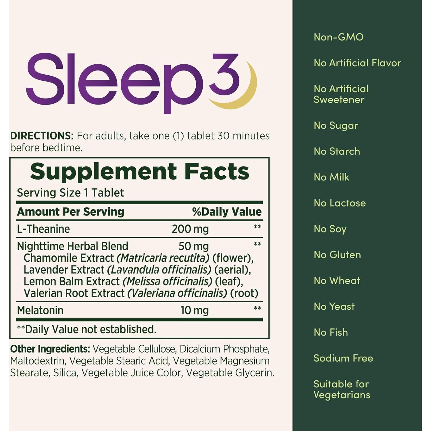 Melatonina Nature's Bounty Sleep3 10mg 30 Tabletas Suplemento