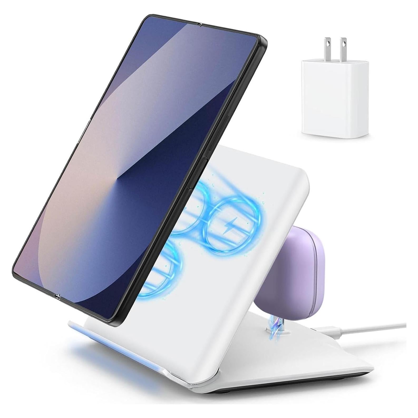 Cargador Inalámbrico 2-en-1 RGBTORN 15W para Samsung Galaxy