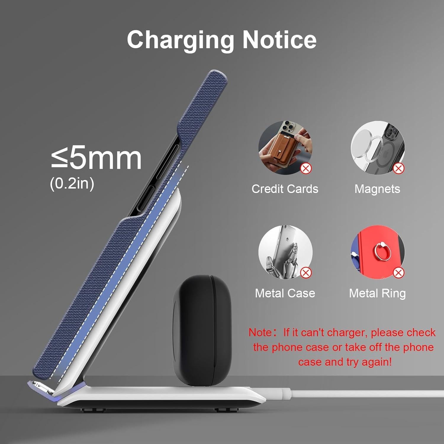 Cargador Inalámbrico 2-en-1 RGBTORN 15W para Samsung Galaxy