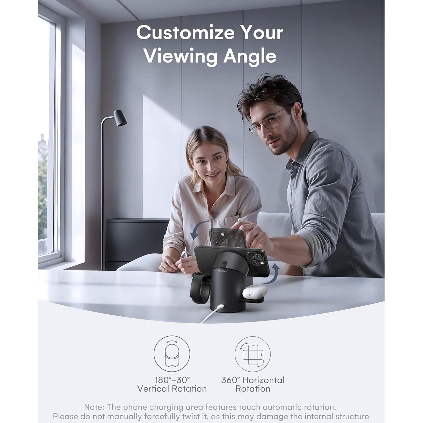 Estación de Carga 3 en 1 ZEEHOO Qi2 15W para Apple