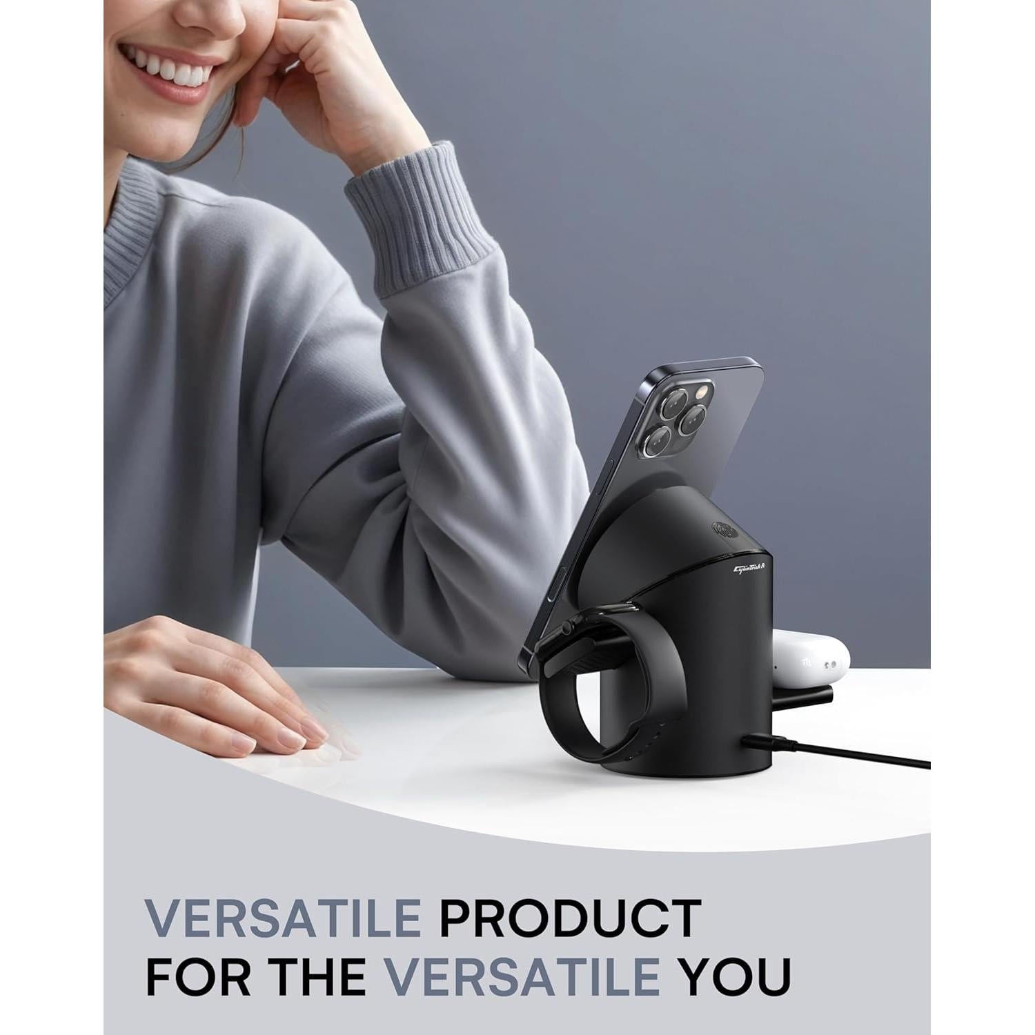 Estación de Carga 3 en 1 ZEEHOO Qi2 15W para Apple