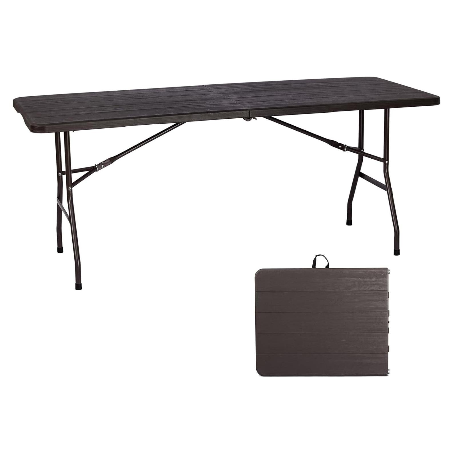 Mesa Plegable Lakhow 180cm Plástico HDPE Marrón para 10 Personas