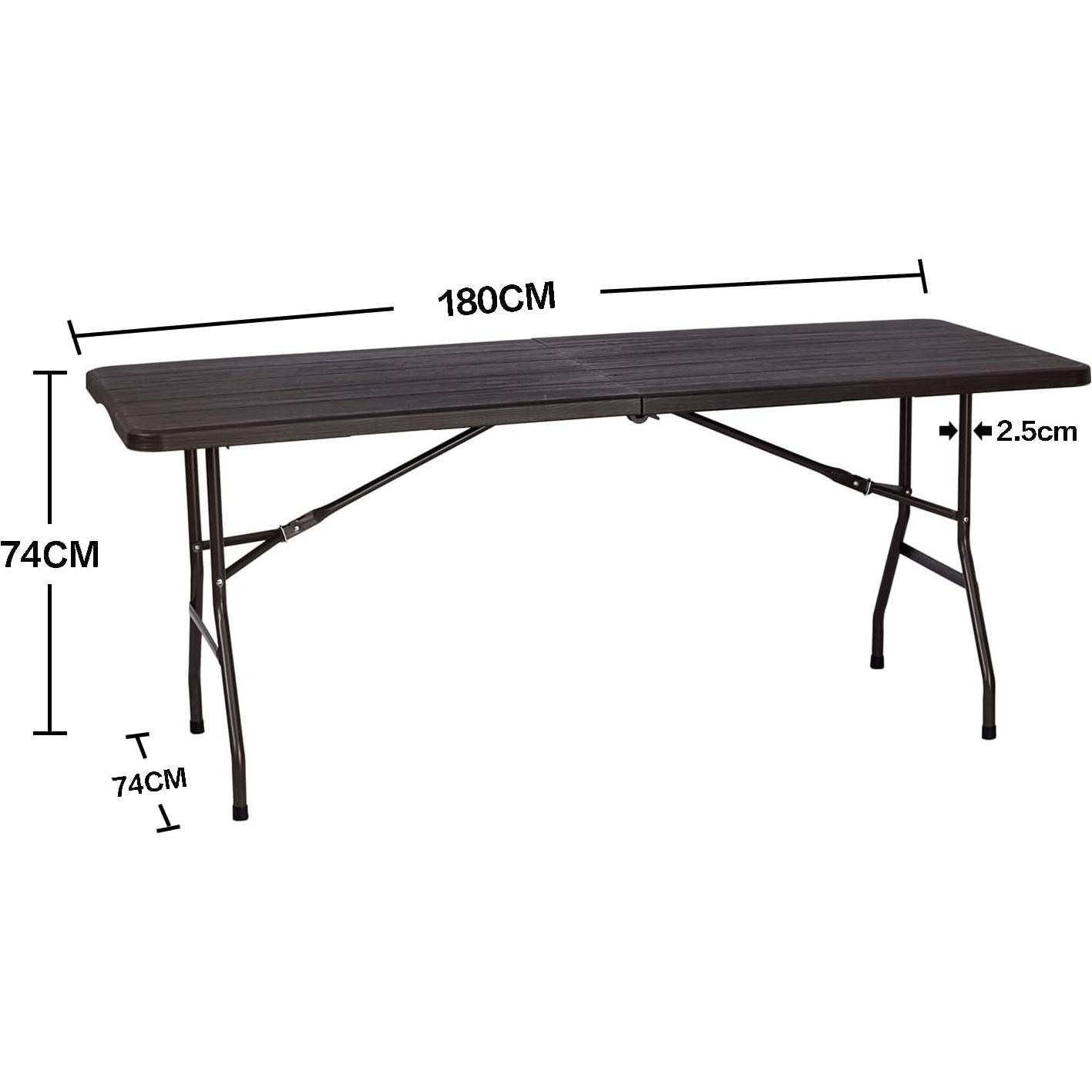 Mesa Plegable Lakhow 180cm Plástico HDPE Marrón para 10 Personas
