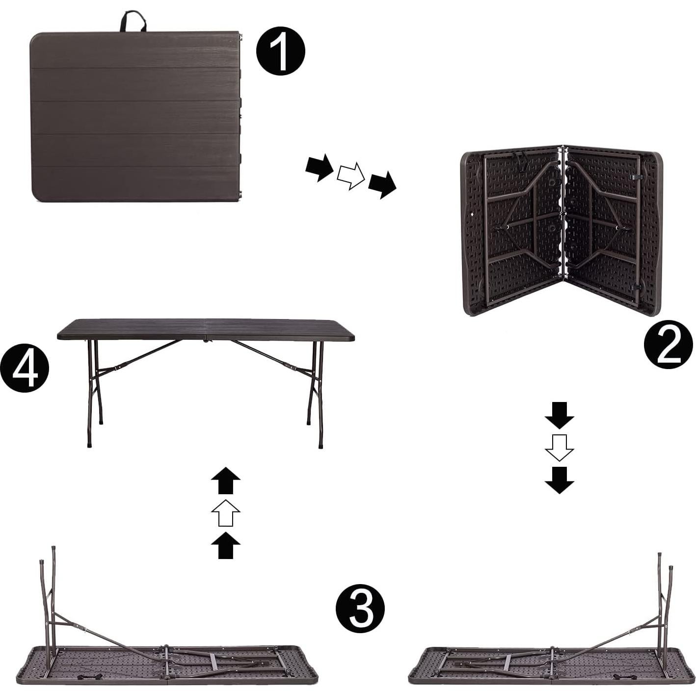 Mesa Plegable Lakhow 180cm Plástico HDPE Marrón para 10 Personas