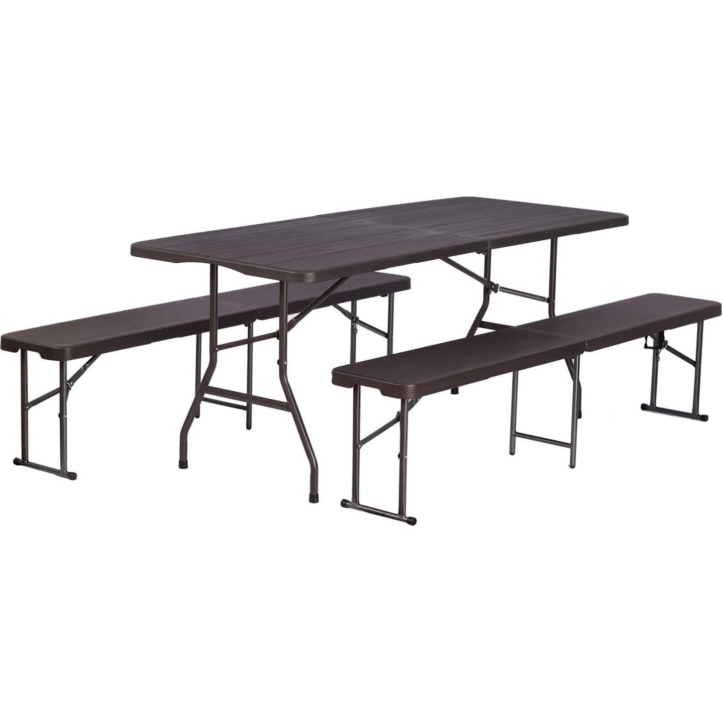 Mesa Plegable Lakhow 180cm Plástico HDPE Marrón para 10 Personas