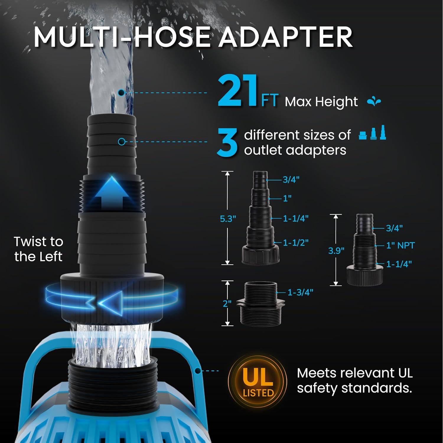 Bomba de Agua Sumergible Hexago 4000 GPH 350W Ultra Silenciosa