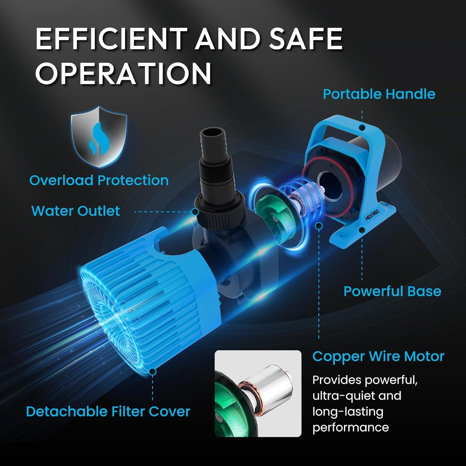 Bomba de Agua Sumergible Hexago 4000 GPH 350W Ultra Silenciosa