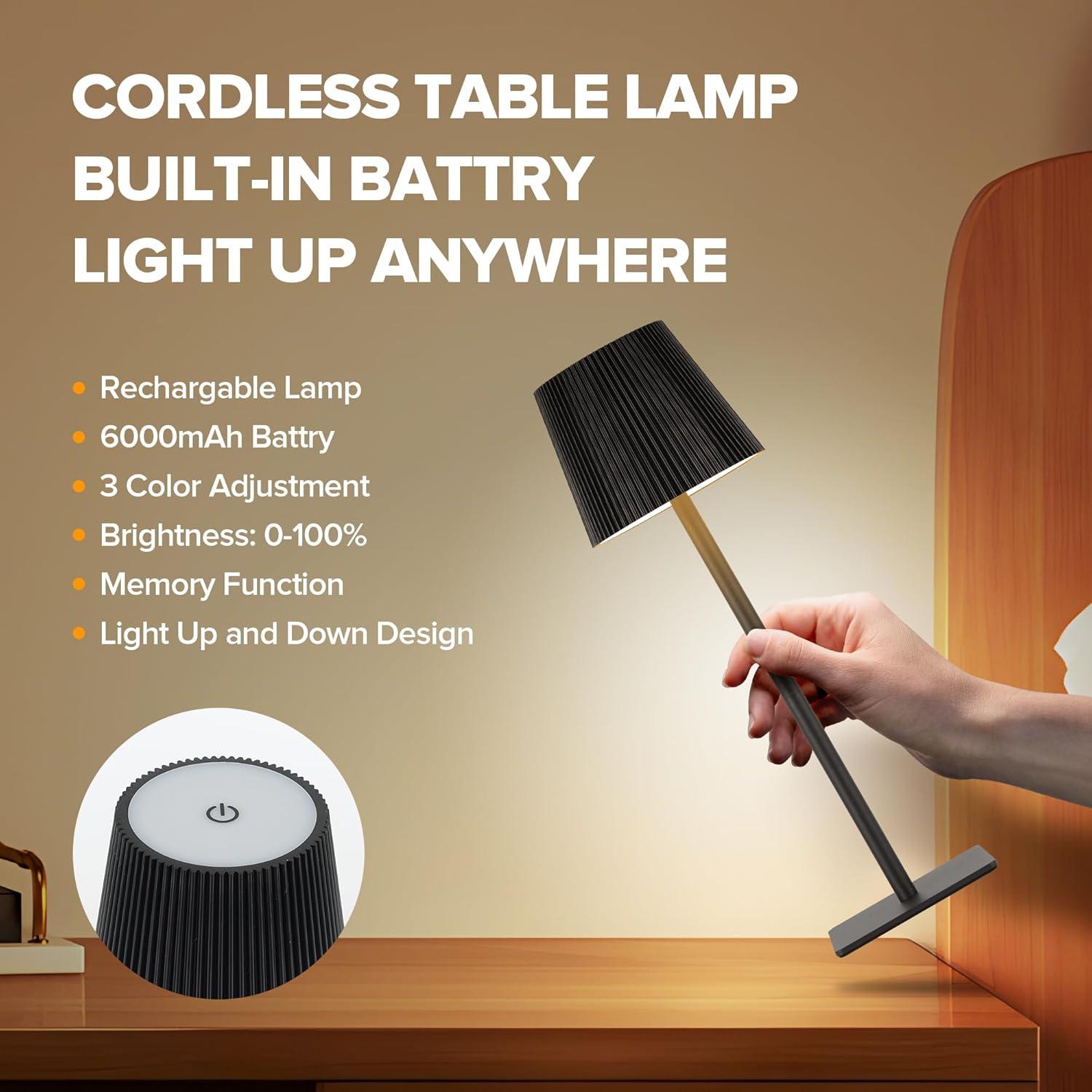 Lámpara de Mesa Inalámbrica LUTEC 6000mAh Ajustable 2 Alturas