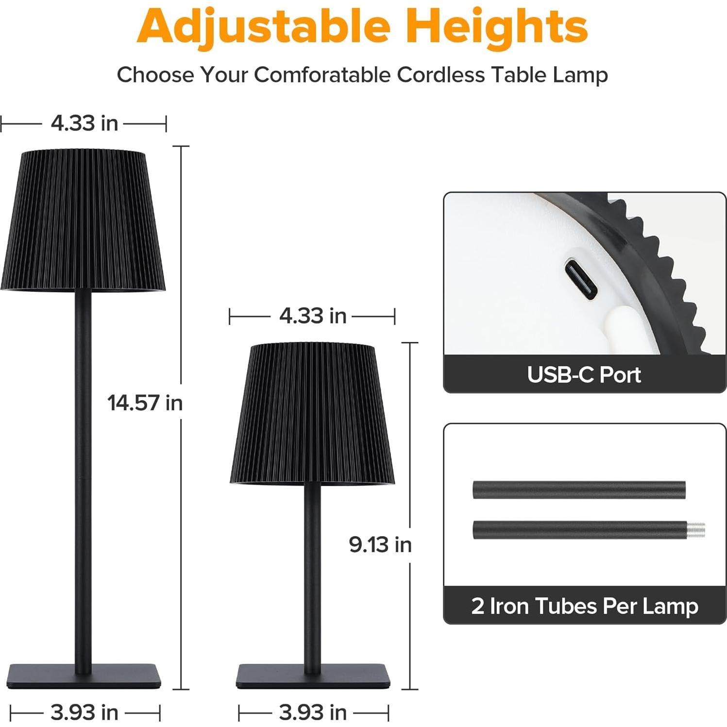 Lámpara de Mesa Inalámbrica LUTEC 6000mAh Ajustable 2 Alturas